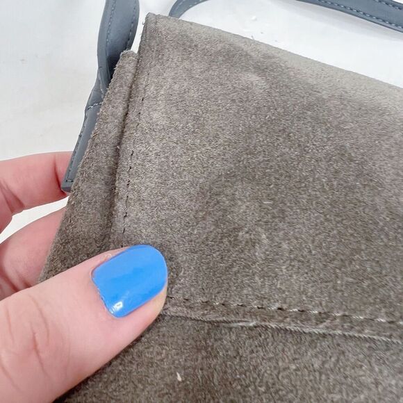Urban Outfitters UO Grey Suede Crossbody Bag Foldover Purse - Picture 7 of 10